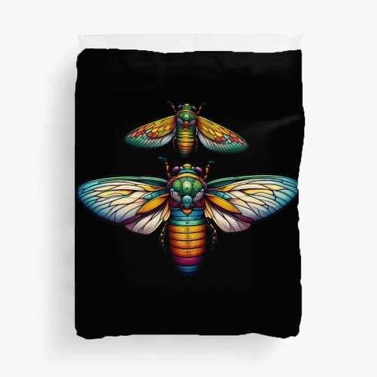 Colorful Cicada Insect Great Eastern Brood Cicada Duvet Covers