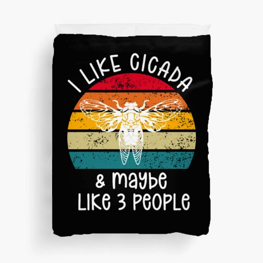 I Like Cicada & Maybe Like 3 People, Retro Sunset Duvet Covers