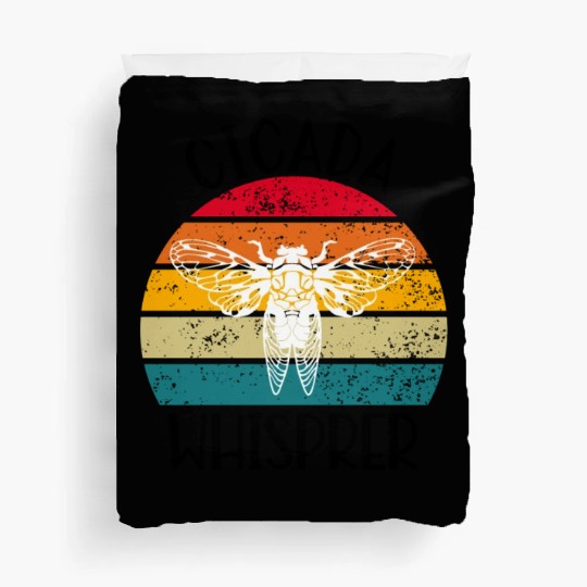 Cicada Whisprer, Retro Sunset Summertime 80's 90's Duvet Covers