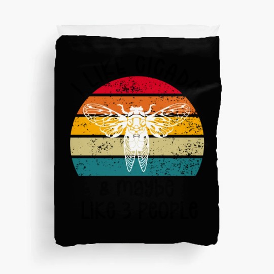 I Like Cicada & Maybe Like 3 People, Retro Sunset Duvet Covers