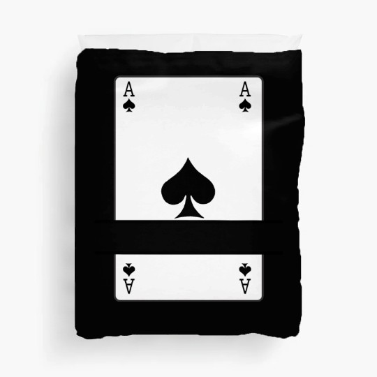 Playing card ace of spades with banner space Duvet Covers