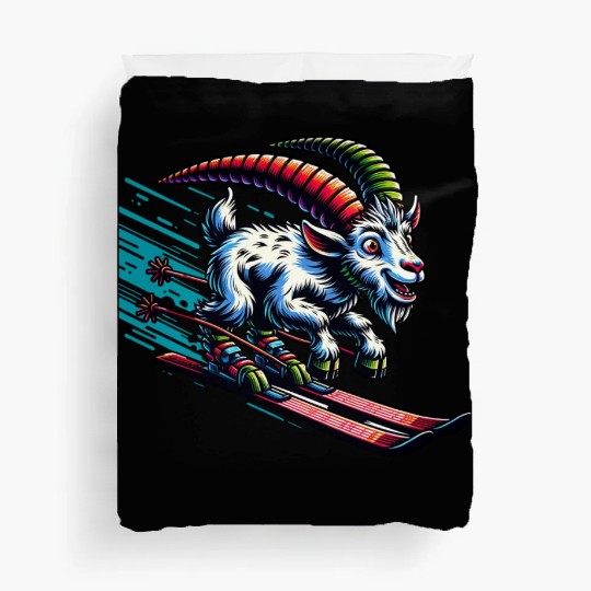 Goat Skiing Downhill Winter Sports Design Duvet Covers