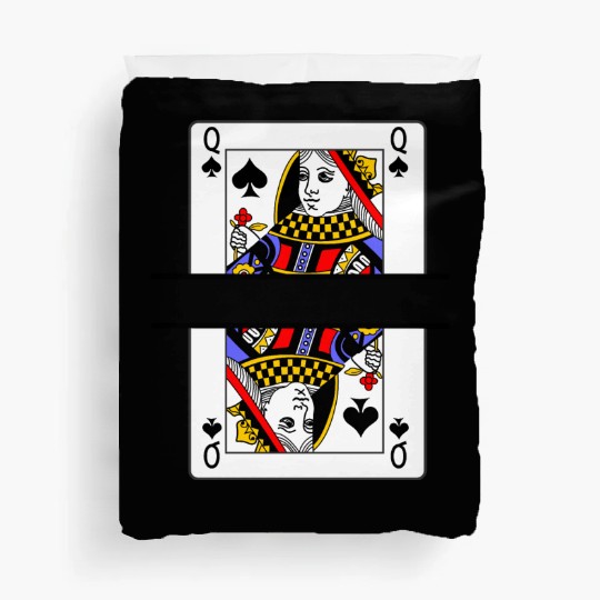 Playing card queen of spades with banner space Duvet Covers