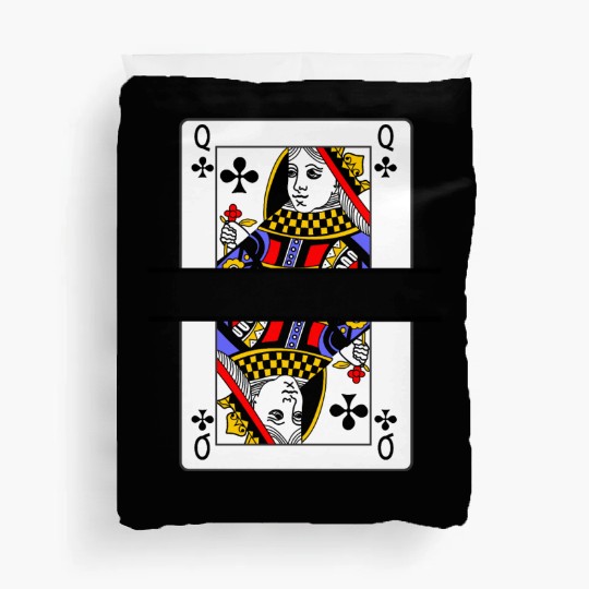 Playing card queen of clubs with banner space Duvet Covers