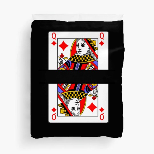 Playing card queen of diamonds with banner space Duvet Covers