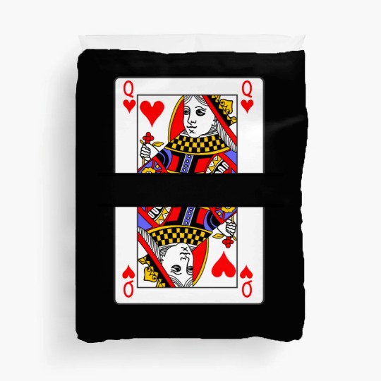 Playing card queen of hearts with banner space Duvet Covers