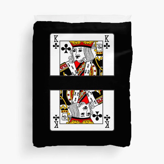 Playing card clover king with banner space Duvet Covers