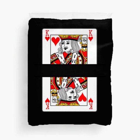 Playing card hearts king with banner space Duvet Covers