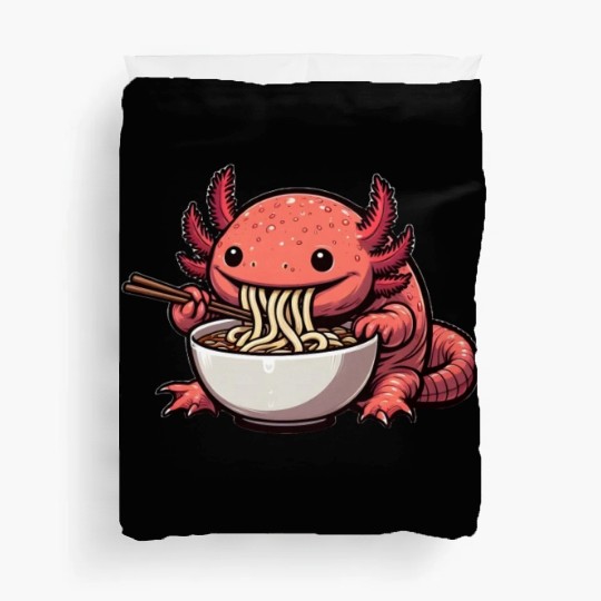 Ramen time for the axolotl Duvet Covers