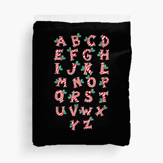 Christmas Alphabet Candy Cane Duvet Covers