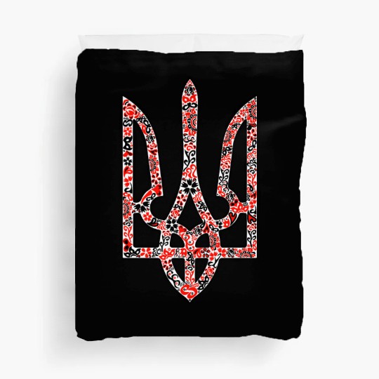 Ukraine trident Tryzub in red and black colors Duvet Covers