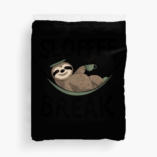 Relaxing Sloth Coffee Lover Fun Coffee Break Duvet Covers