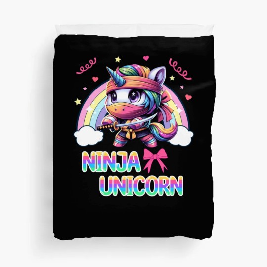 Ninja Unicorn Cute Rainbow Unicorn Fighter Duvet Covers