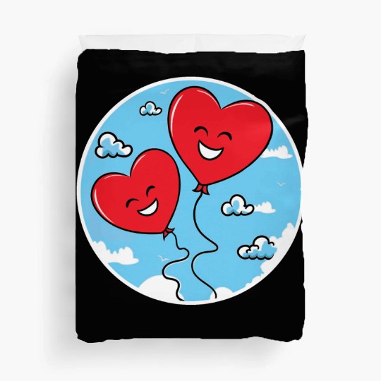 Smiling red heart balloons Duvet Covers