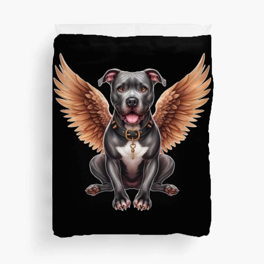 Pitbull Angel with Wings Dog in Heaven Duvet Covers