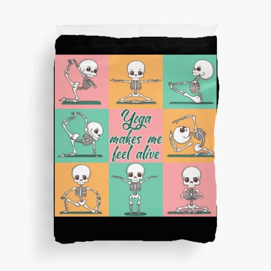 Skeleton - Yoga makes me feel alive Duvet Covers