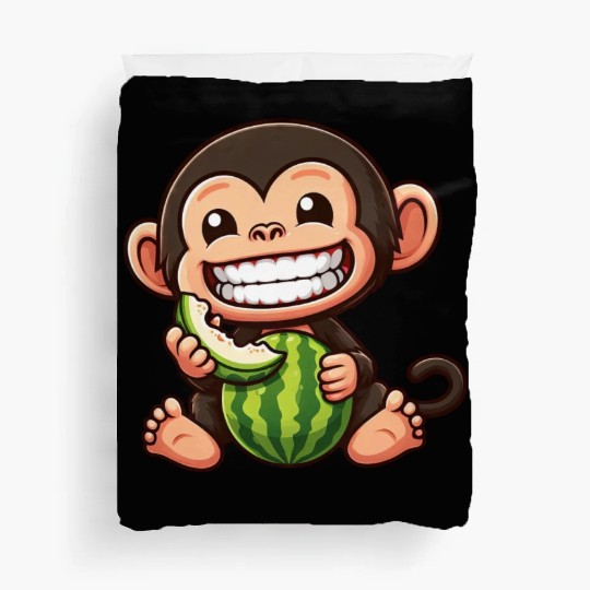 Monkey chimpanzee melon watermelon honeydew melon Duvet Covers