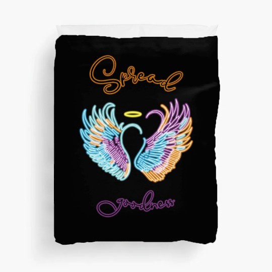 Neon angel wings with helo Duvet Covers
