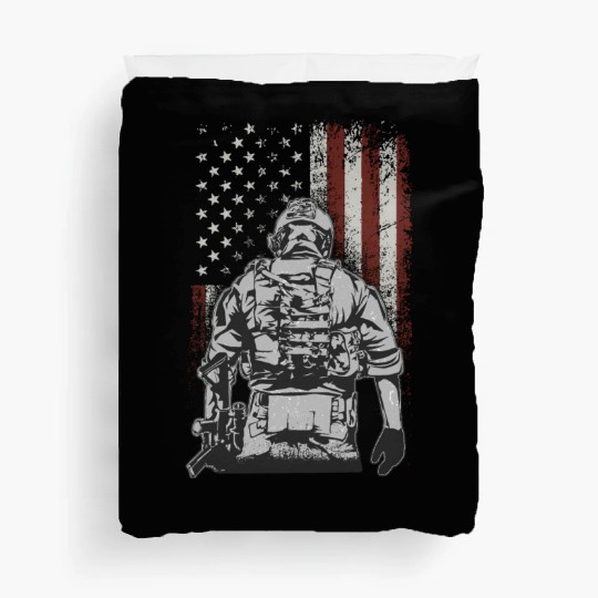 US Army with USA Flag Duvet Covers