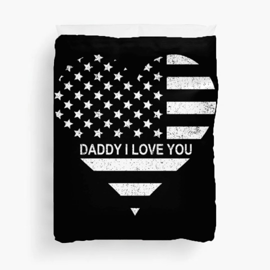 I Love Daddy American Flag Heart Gift Fathers Day Duvet Covers