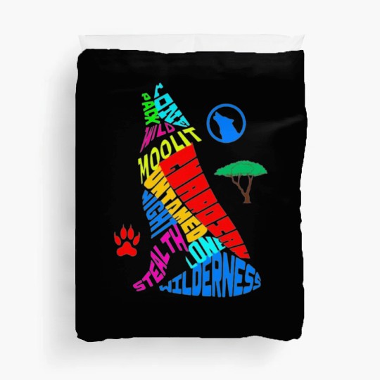 Majestic Wolf Howling in its Vibrant Habitat Duvet Covers