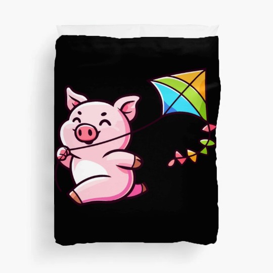 Playful Piglet: Kite-Flying Joy Duvet Covers