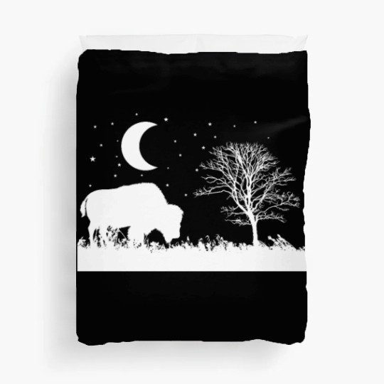 Bison eating Grass Animal Duvet Covers