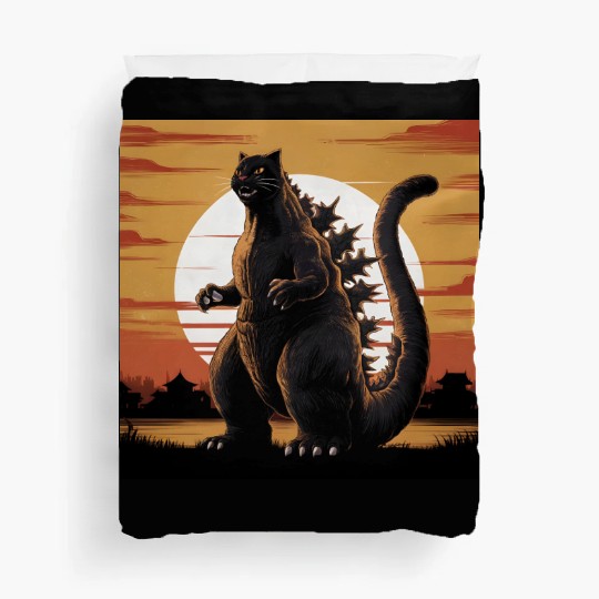 Catzilla Cat Japanese Art Funny Cat Gifts Duvet Covers