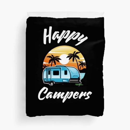 Funny Camping Hiking Lover Present Happy Camper Duvet Covers