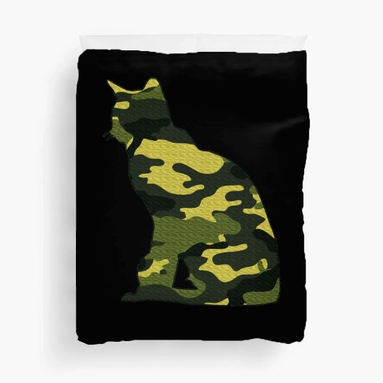 Military Burmese Camo Men Print US Cat Kitty Duvet Covers