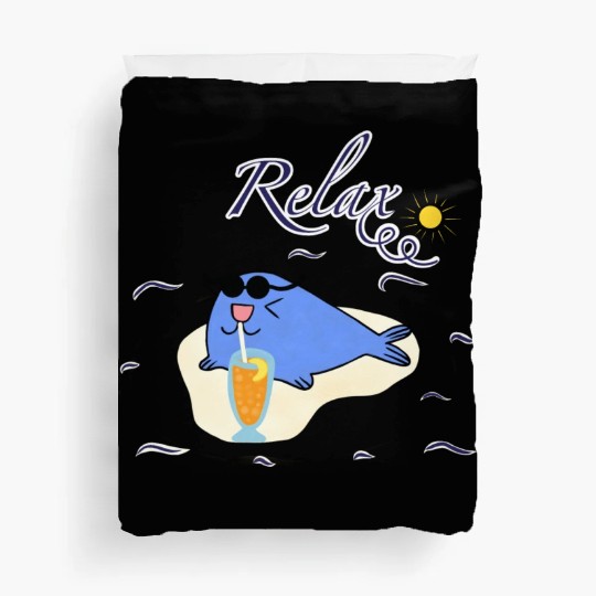 Cool seal lion relaxing with juice Duvet Covers