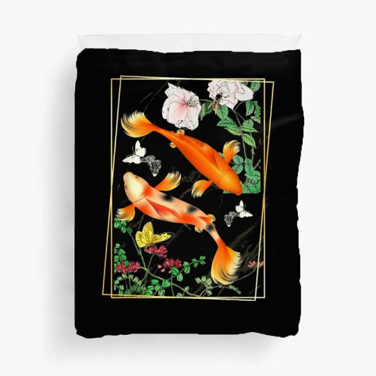 Japanese Koi Carp Nishikigoi Fish Cherry Blosso Duvet Covers