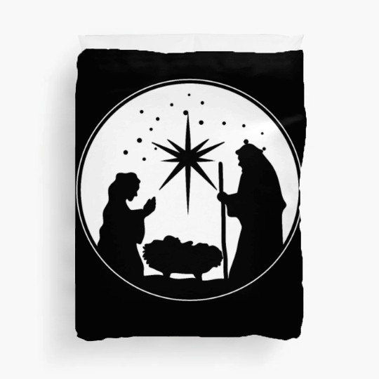 Nativity Scene Silhouette Christmas Market Vendor Duvet Covers