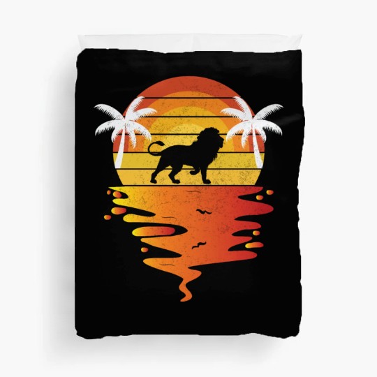 Lion Duvet Covers retro sunset 70s vintage zookeeper Lion