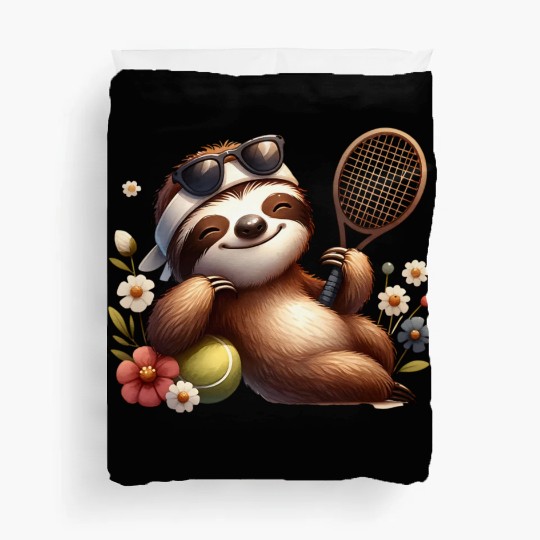 Sloth Tennis Player Cute Sports Design Duvet Covers