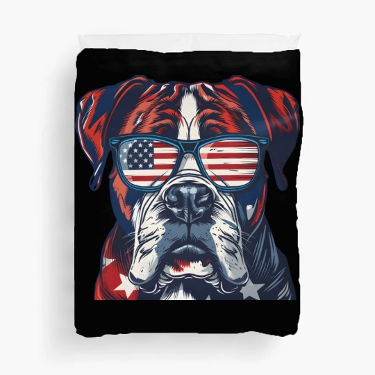 Boxer dog. American memorial day Duvet Covers