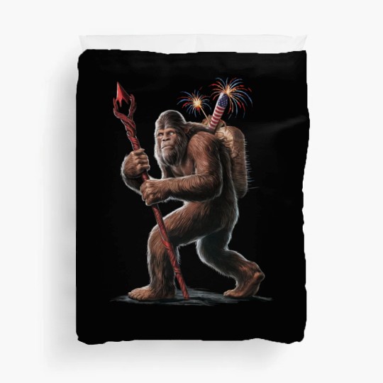 Bigfoot Fireworks 4th of July Usa Flag Sasquatch Duvet Covers