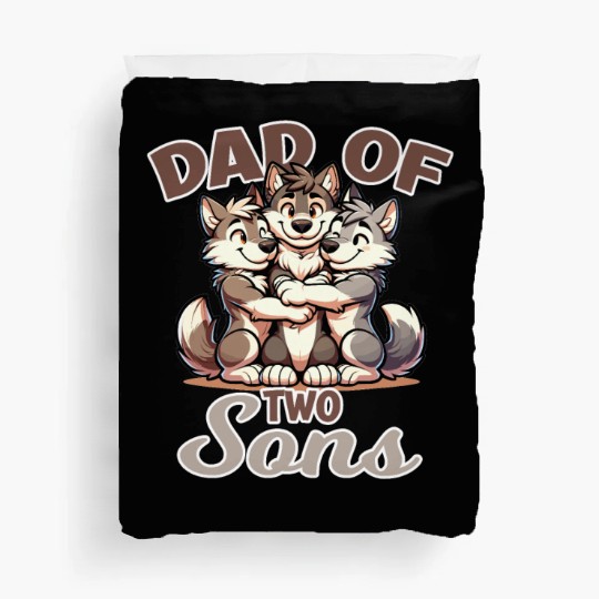 Strong Wolf with Wolf Child for a Dad Duvet Covers