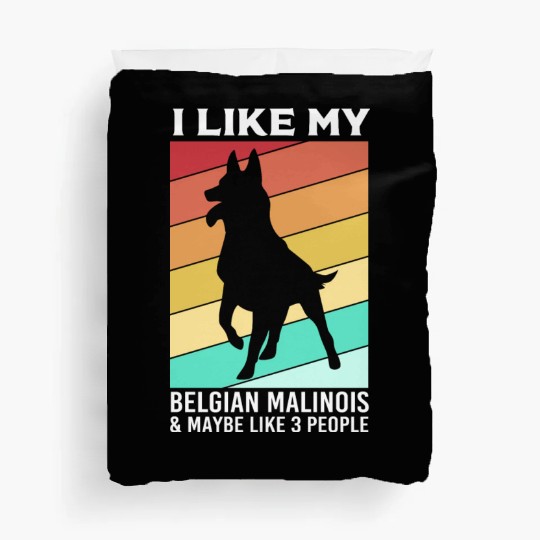 Retro Dog Silhouette I Like My Belgian Malinois Duvet Covers