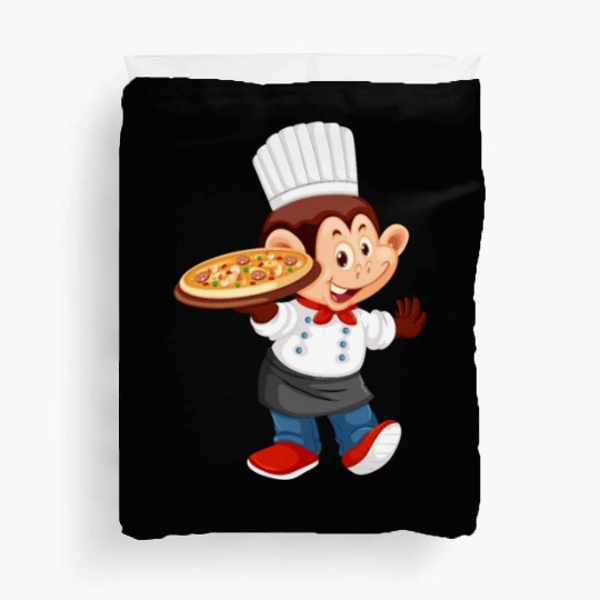 chef pizza monkey Duvet Covers