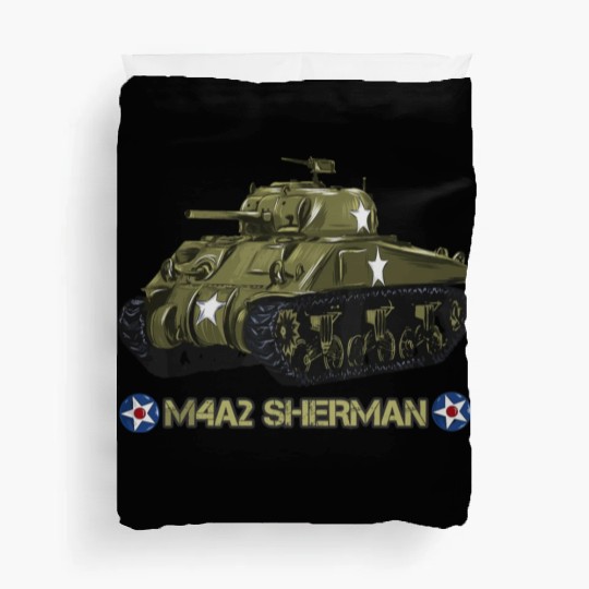 World War 2 American Tank M4A2 Sherman memorabilia Duvet Covers
