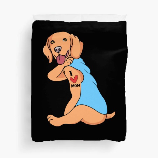 I Love Mom Tattoo Dog Golden Retriever Mom Duvet Covers