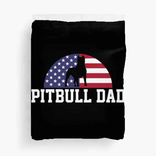 Pitbull Dad Embracing USA Flag Merica Pride Art Duvet Covers