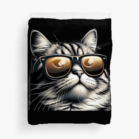 Cat in Gold Shades Duvet Covers