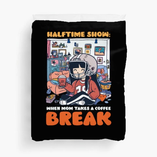 Football Mom Halftime Show: Mom Takes Coffee Break Duvet Covers
