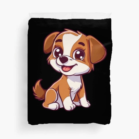 Adorable Brown and White Puppy Smiling Duvet Covers