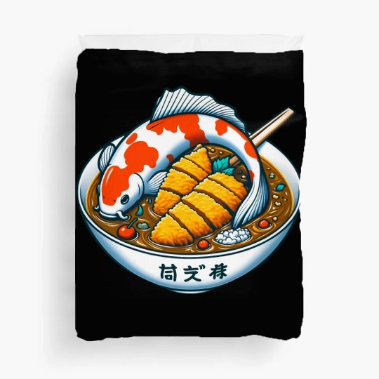 Koi Meets Katsu: An Elegant Japanese Fusion Duvet Covers