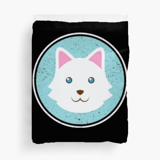 cute Dog with white Fur Duvet Covers