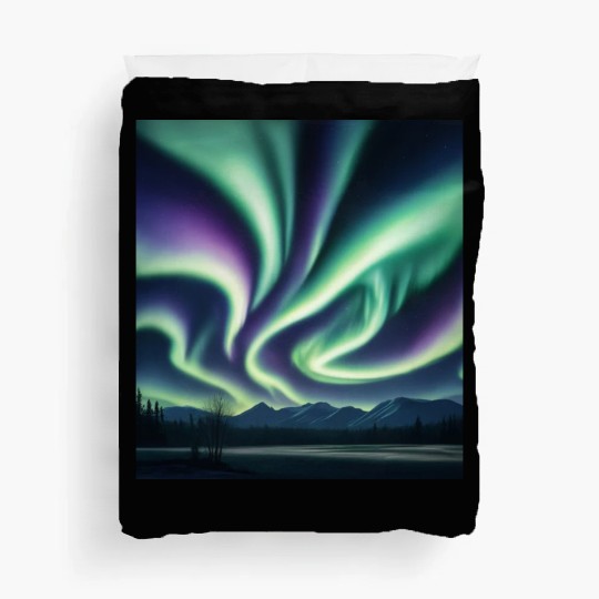 ultra realistic northern lights Duvet Covers