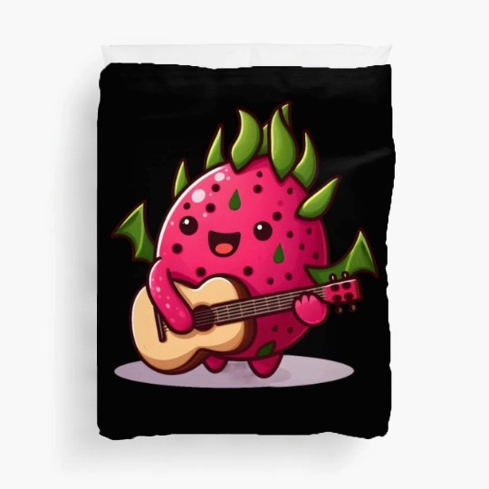 Dragon fruit plays guitar Duvet Covers